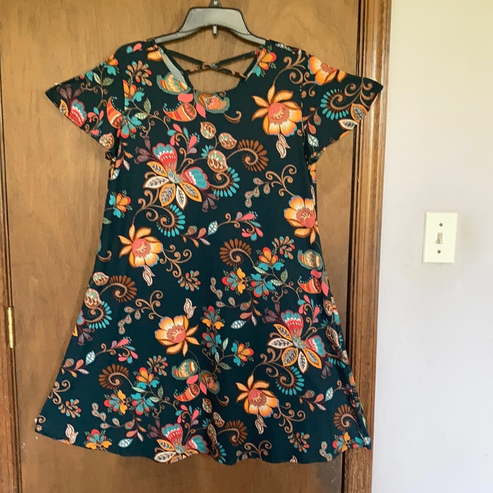 Harlow & Rose dress floral print pullover soft with stretch casual boho M - Picture 4 of 17
